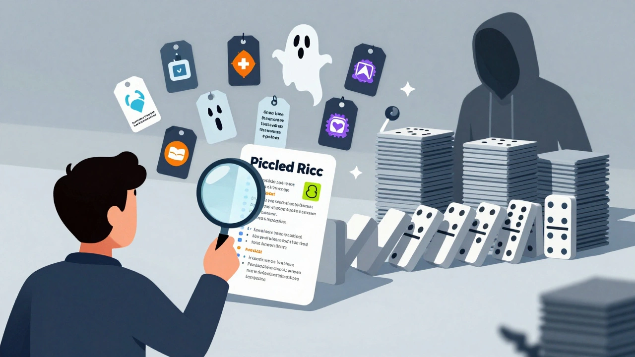 Comic-style scene of a player uncovering hidden asset tags from a cloned game, while a shadowy figure stacks mass-produced titles.