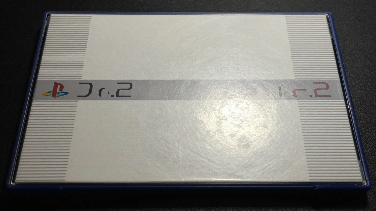 PlayStation 2 game showing symmetrical Y-fold corners and a slightly misaligned logo strip.