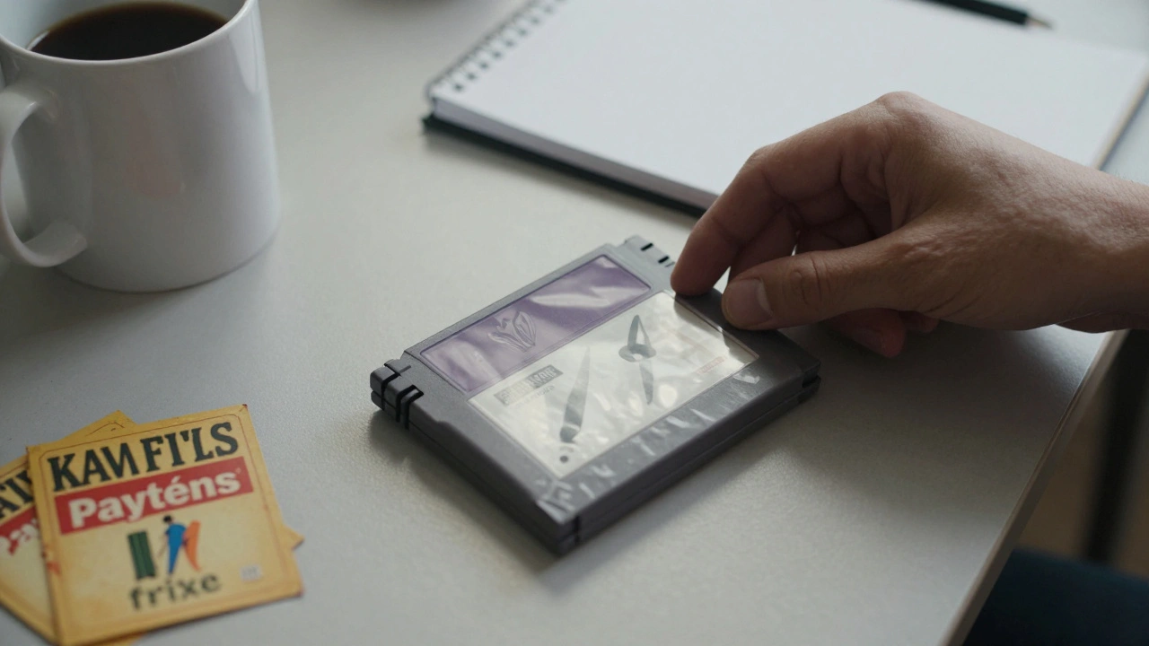 A person exchanging a game cartridge for a non-gaming item during a private swap.