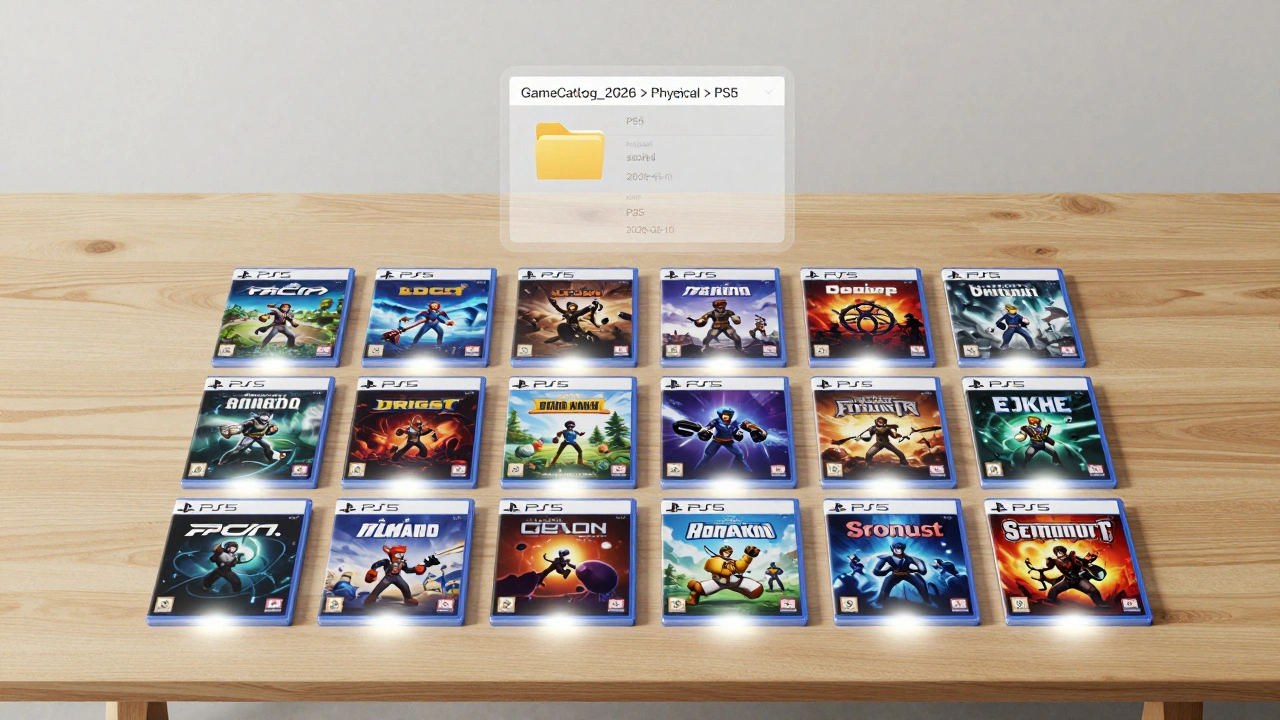 A grid of 12 neatly arranged video game box photos with subtle metadata tags, symbolizing organized digital archiving.
