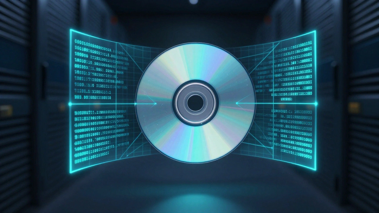 Game disc surrounded by glowing abstract data streams representing verification.