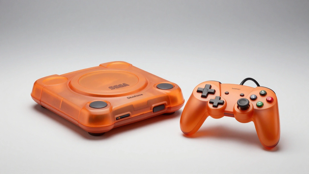 Translucent orange limited edition Sega Dreamcast console and controller