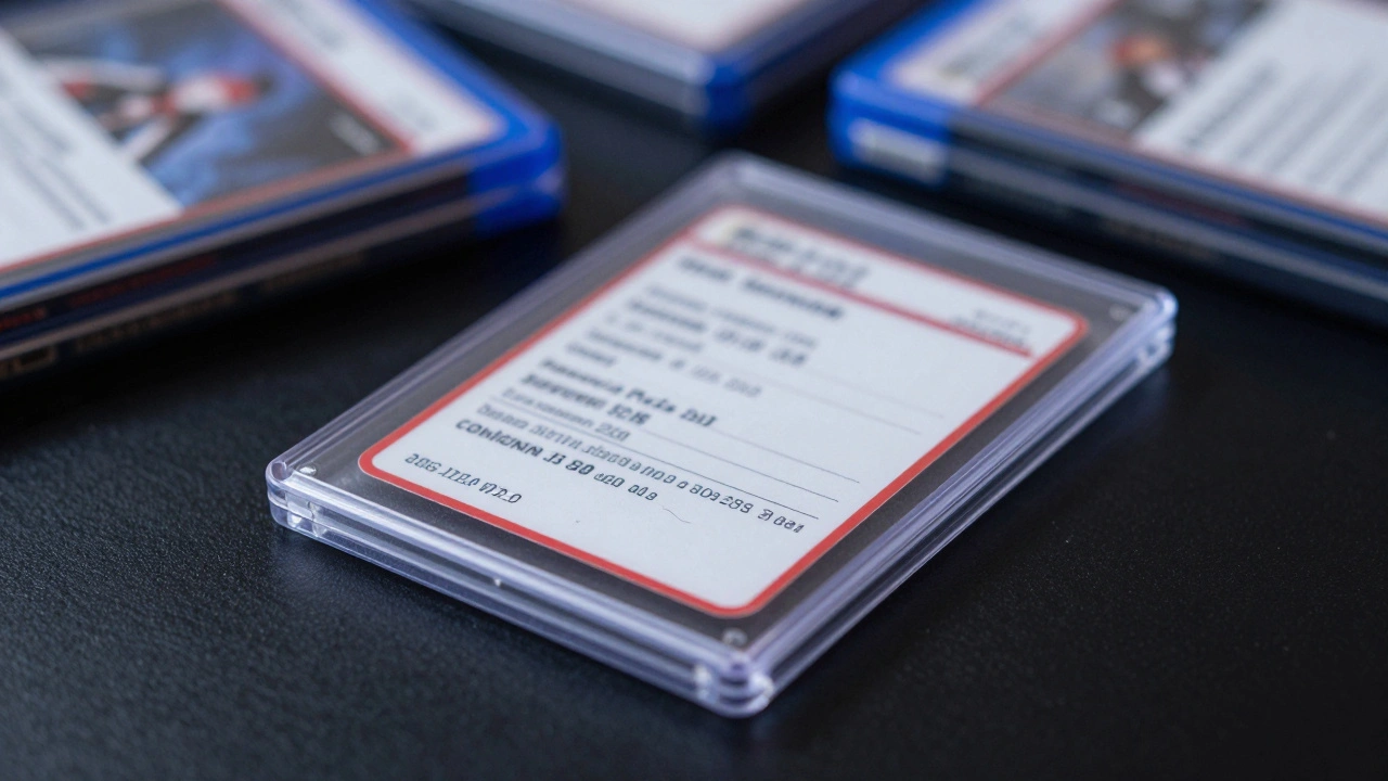 Sealed graded video game case with blurred stack of duplicates behind