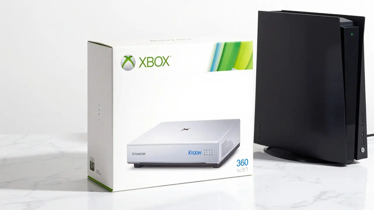 An unboxed Kinect sensor and limited edition console displayed on white marble
