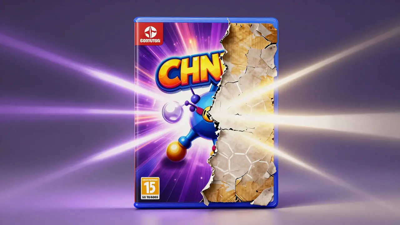 Conceptual art showing a video game box fading and cracking from UV exposure