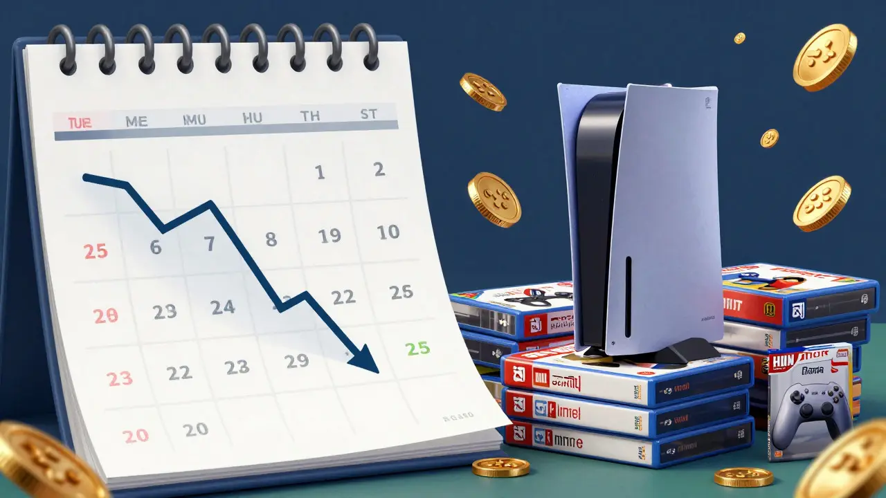 Conceptual art showing price trends and game trade-in value
