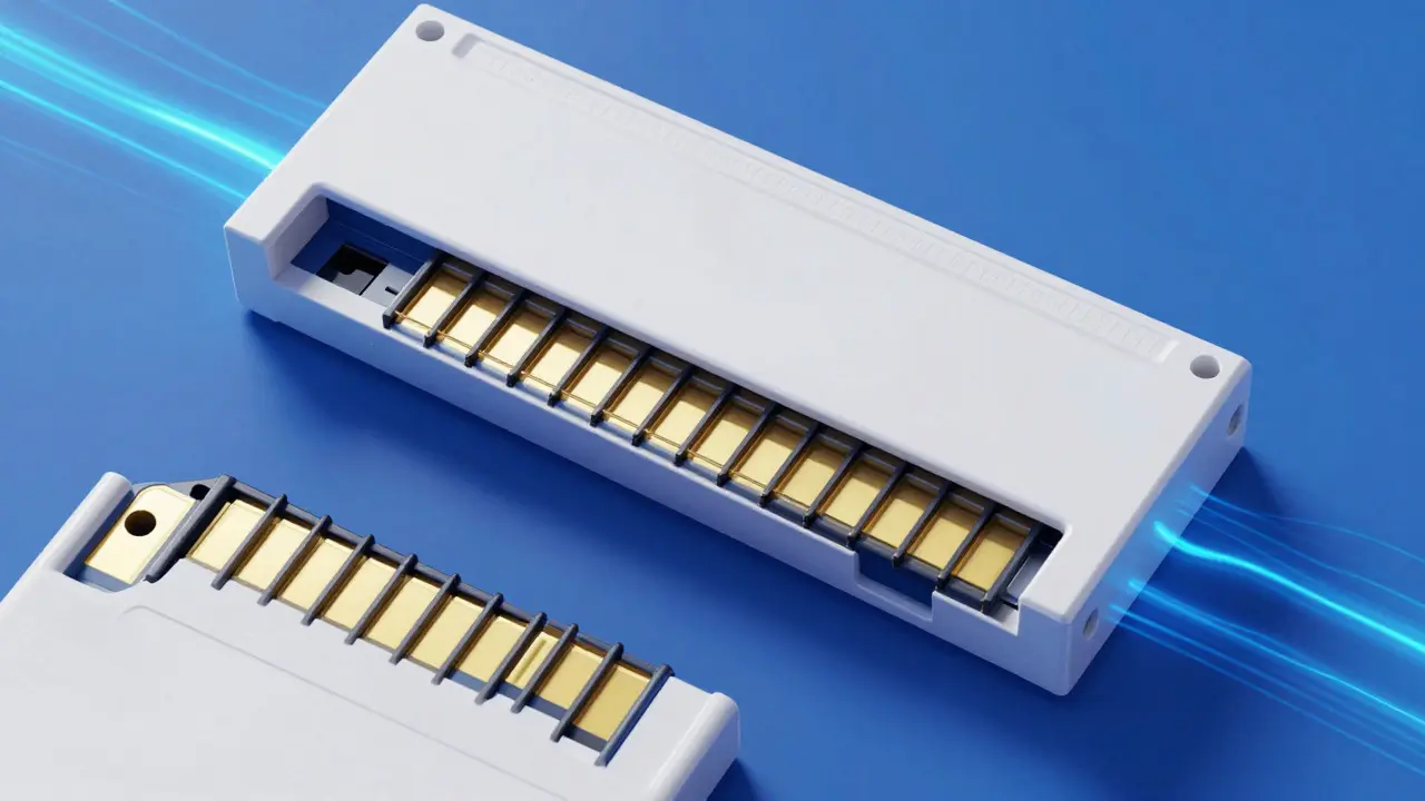 Illustration of a clean cartridge slot with glowing data streams and a polished cartridge