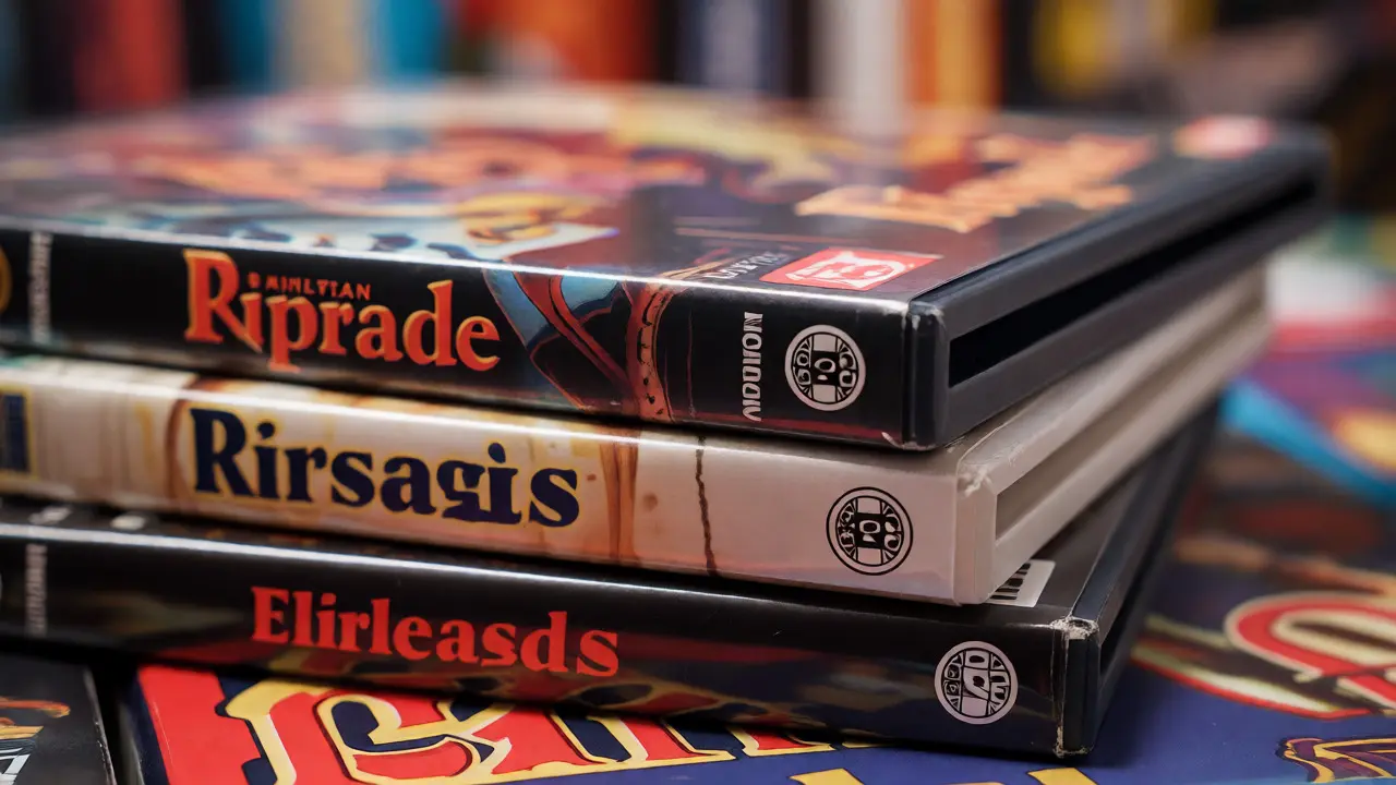 Close-up of three different regional editions of a classic video game case.