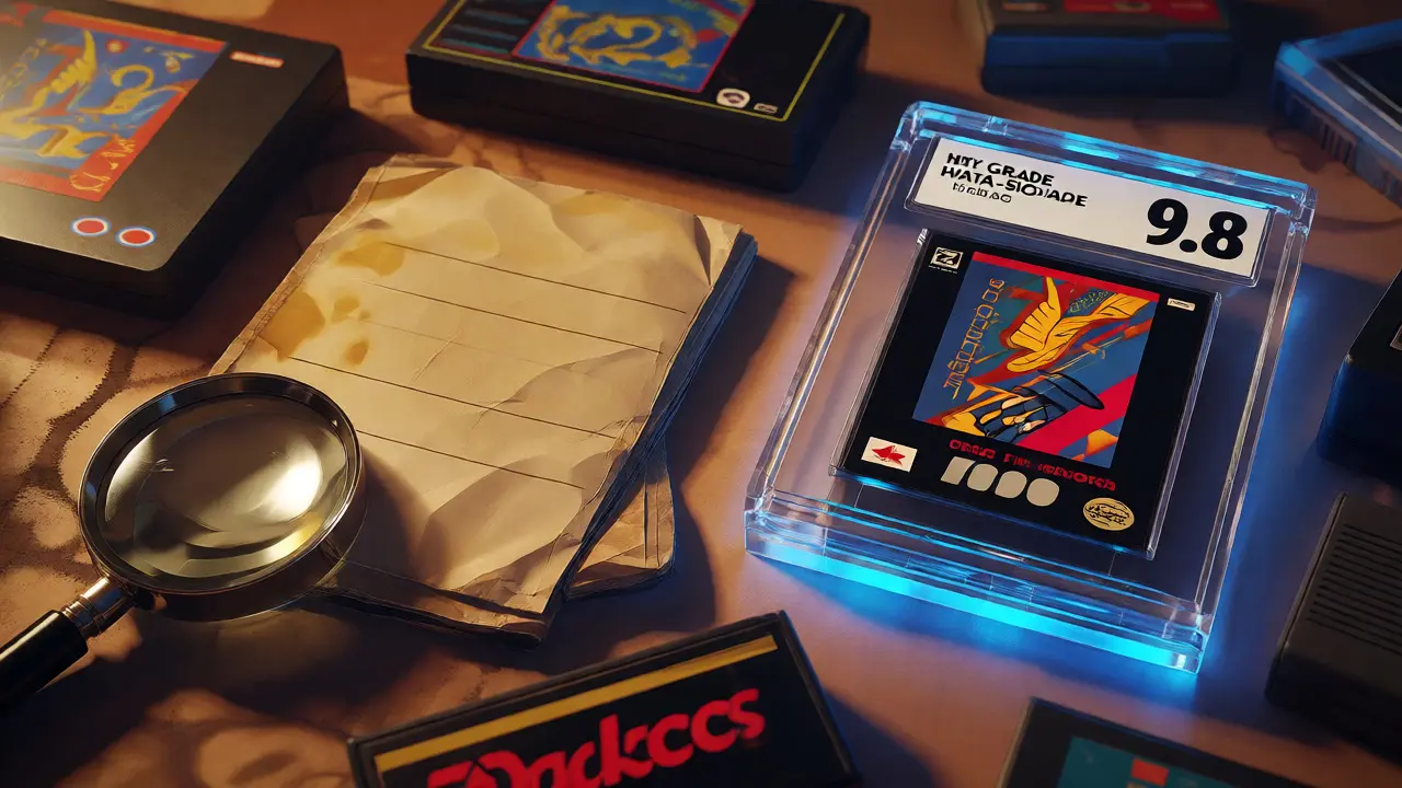 Comparison of worn retro game versus high-grade Wata slab