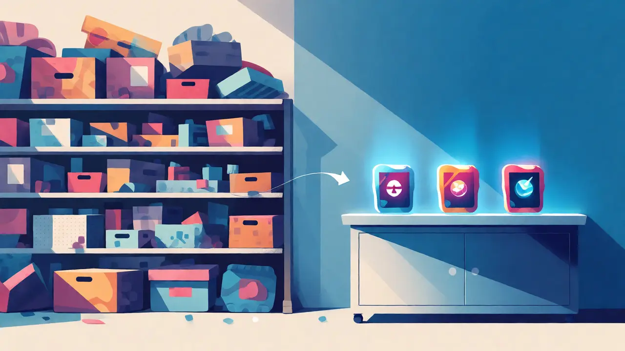 Conceptual illustration comparing chaotic wishlist to neat priority list