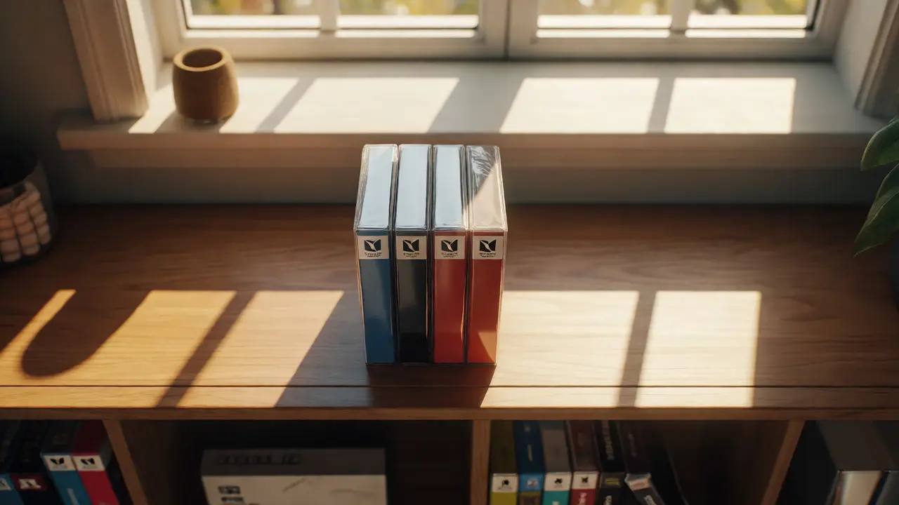 Tidy shelf displaying only five curated video game cases